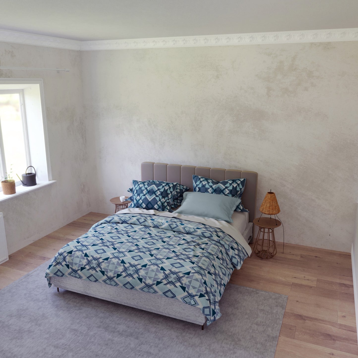 Classic Printed Bedsheet ,152 Tc , 100% Cotton - Classic Blue