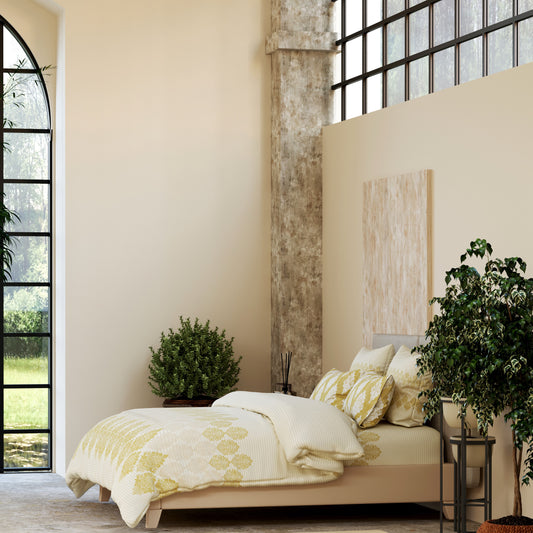 Saffron Motif Bedsheet – For a Royal Sleep Experience