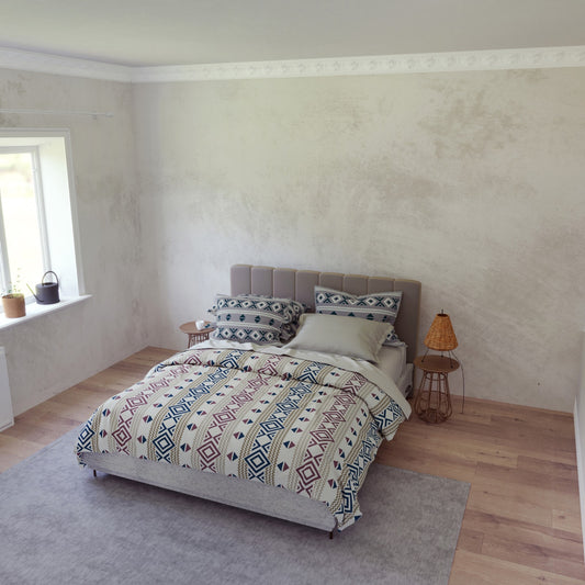 Classic Printed Bedsheet ,152 Tc , 100% Cotton - pastel Cream