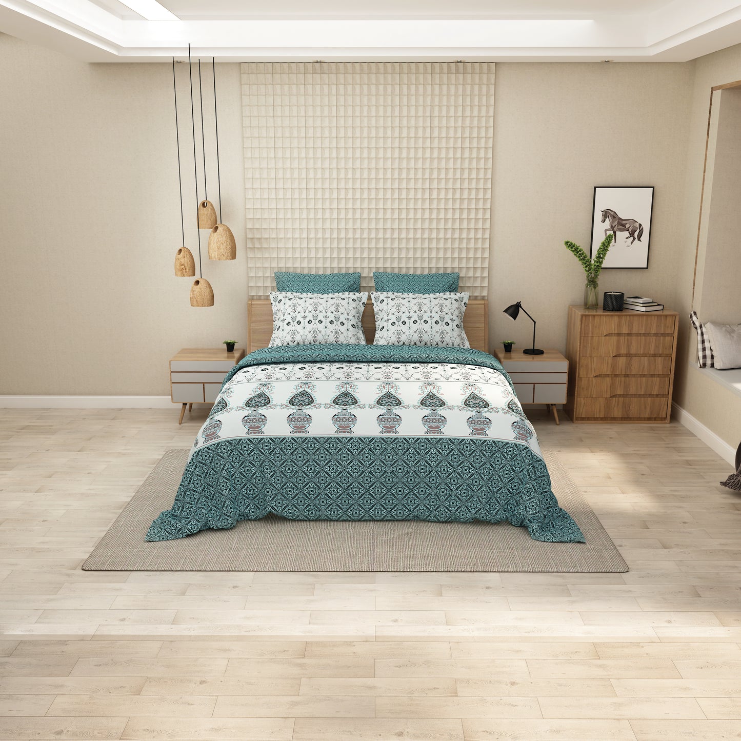 Cool & Classy Teal Bedsheet – Soft Cotton for Everyday Comfort