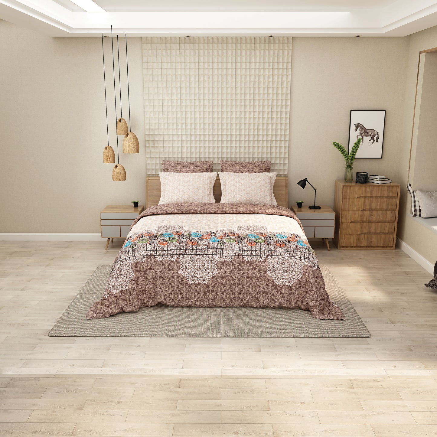 Classic Brown Printed Bedsheet - Traditional Mandala Print Bedsheet