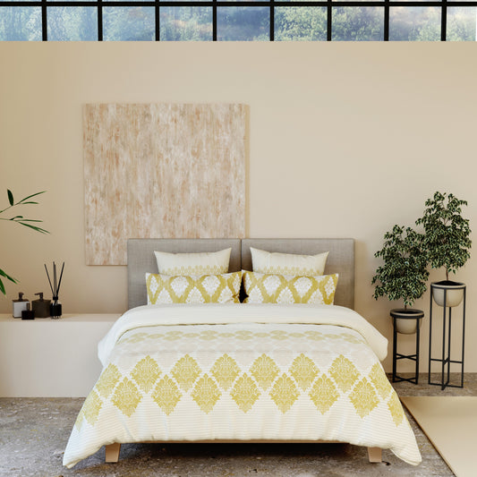 Saffron Motif Bedsheet – For a Royal Sleep Experience