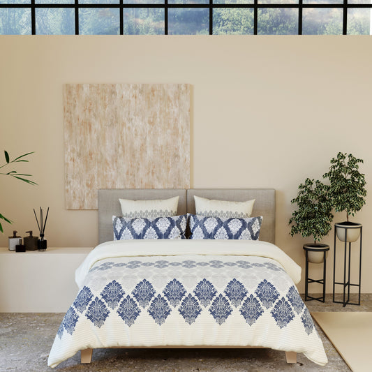 Grace in Blue – Premium Printed Cotton Bedsheet